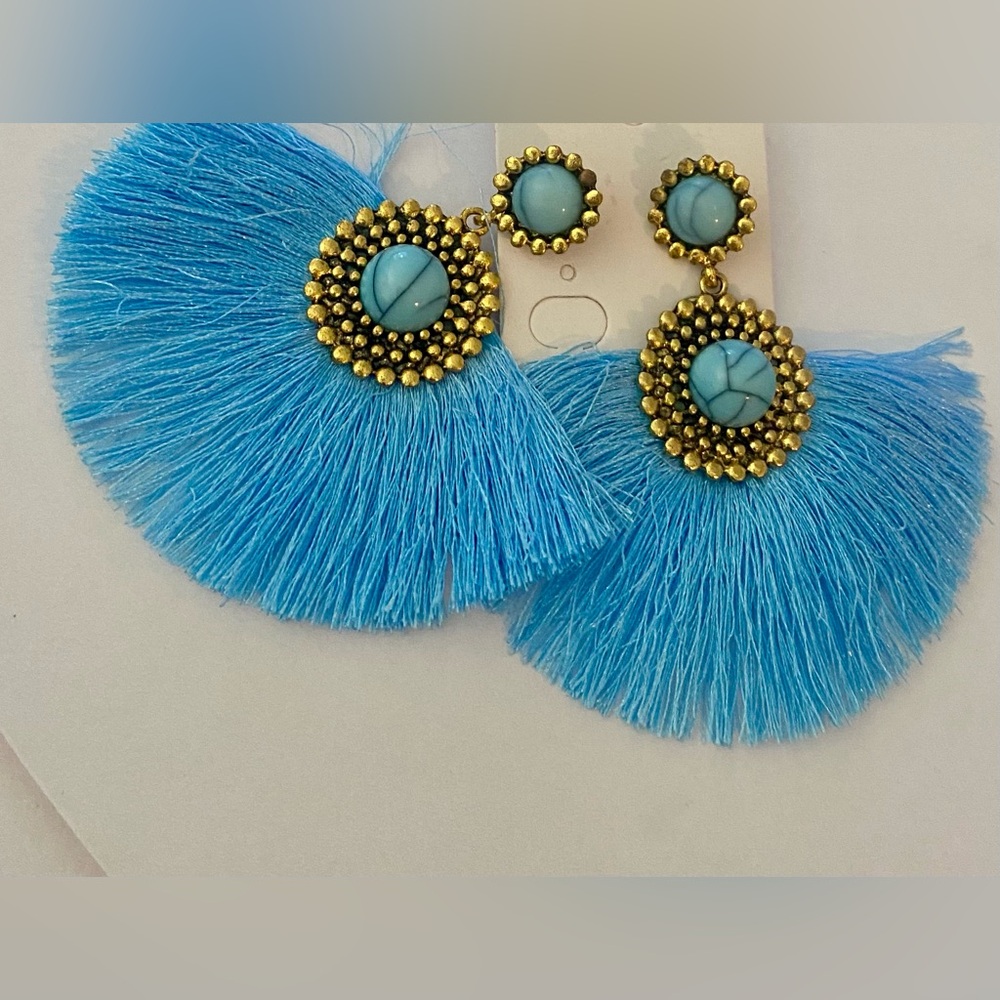 New!  Blue and Gold Fashion Earrings
